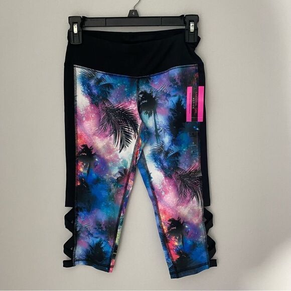 Material Girl Active Tropic Galaxy Print Cropped Cross cut Out Detail Leggings S - Picture 1 of 4